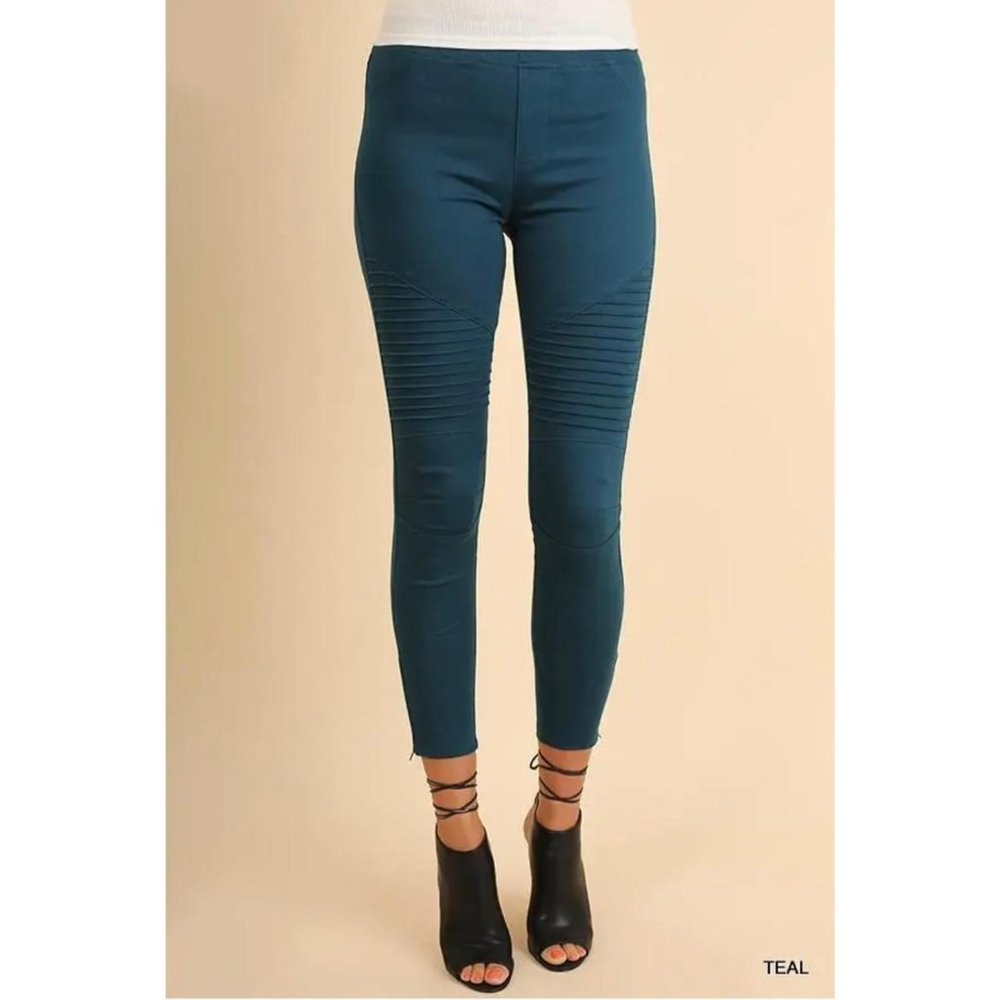 NEW NWT Boutique Teal Moto Jegging Pants Small